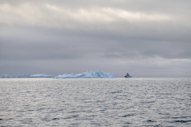 Icebreaker ship on the ice in the sea.,3d render