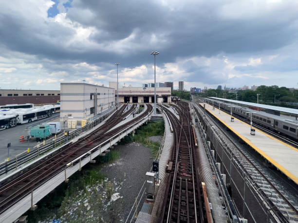 istock Train Yard and Tracks under Stormy Skies 2180955757