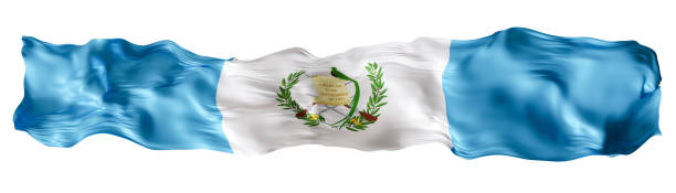 istock Stylized flag of Guatemala waving in the wind, isolated on white background. Footer, header or divider. Cut out wide, panoramic element. Banner for patriotic themes or national event promotions. 3D. 2180957800