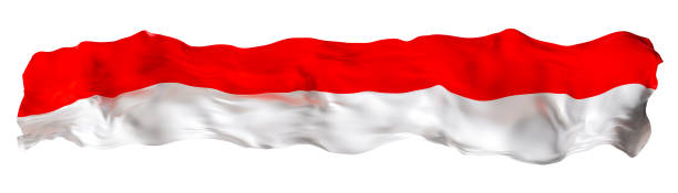 istock Stylized flag of Indonesia waving in the wind, isolated on white background. Footer, header or divider. Cut out wide, panoramic element. Banner for patriotic themes or national event promotions. 3D. 2180957824