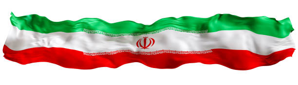 istock Stylized flag of Iran waving in the wind, isolated on white background. Footer, header or divider. Cut out wide, panoramic element. Banner for patriotic themes or national event promotions. 3D. 2180957828