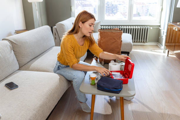 istock A woman stocking up for a disaster 2180960449