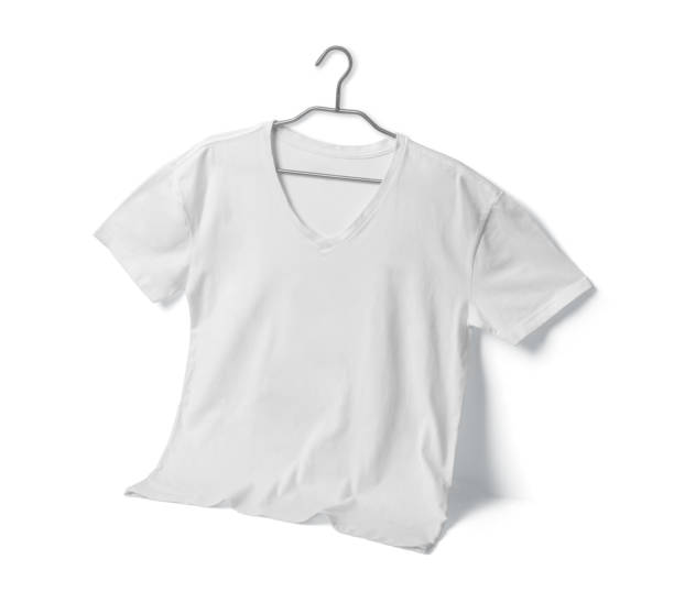 istock Blank white t shirt front mockup, plain cotton t shirt mock up template for design, branding, print, store. Empty casual apparel 2180964296