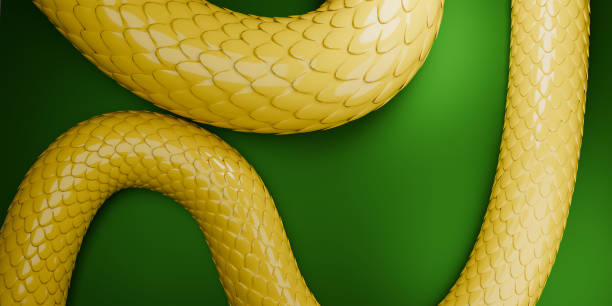 istock Chinese New Year banner template with a snake on green background. 3d render. 2180966273