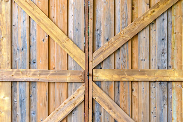 istock Wood Plank Entrance Door 2180966485