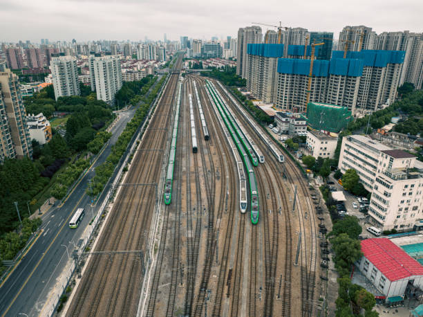 aerial view of railway