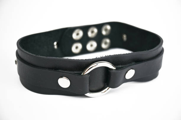 istock Black leather choker. Isolated on a white background. Space Copy. 2180973197