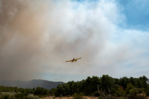 istock Aerial combat with firefighting planes against the flames 2180974238