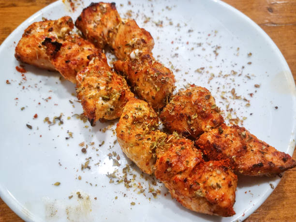 istock Sliced chicken barbecue on white plate served 2180980325