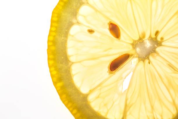 Close-up of a lemon slice with seeds