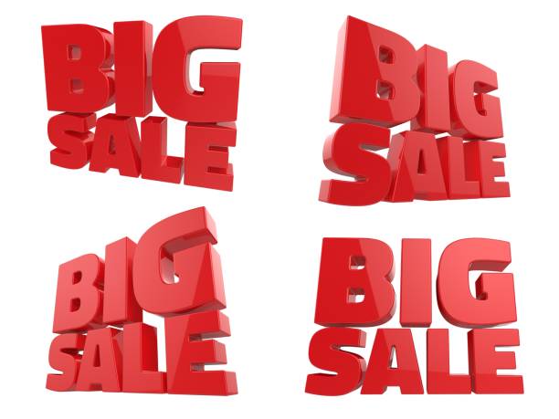 istock Four red 3D SALE signs 2180981497