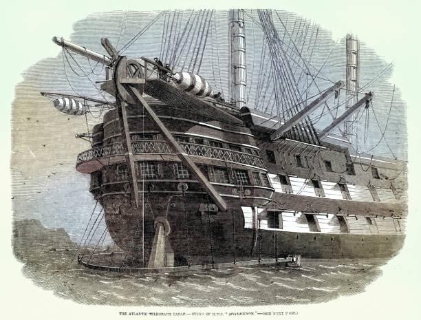 istock Stern of HMS Agamemnon, laying the Atlantic Telegraph cable, 1858, Victorian 19th Century 2180981644