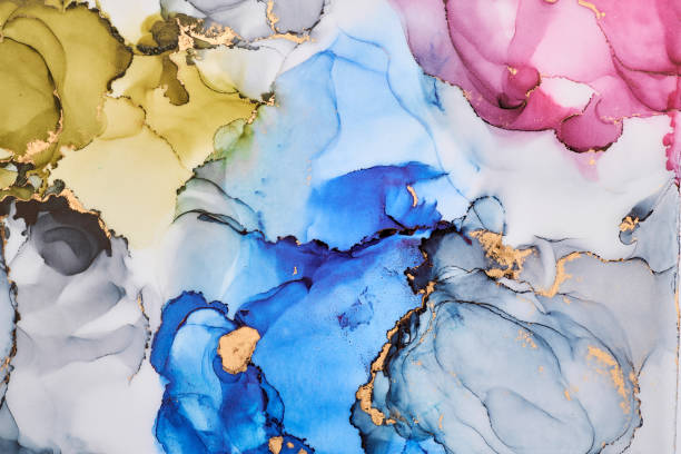istock Natural  luxury abstract fluid art painting in liquid ink technique. Tender and dreamy  wallpaper. Mixture of colors creating transparent waves and golden swirls. For posters, other printed materials 2180985553