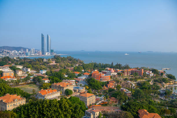 Xiamen, China: View on Xiamen towers from Gulangyu island