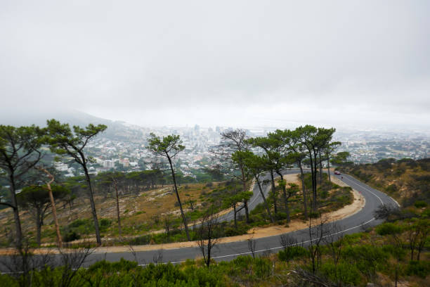 Highway with traffic going passed District 6 in Cape Town, South Africa.