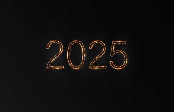 istock Set of 2025 New Year gold numbers for greeting cards, banners or posters vector illustration. 2180988281