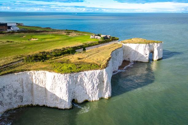 istock White chalk cliffs and golf course at Kingsgate Bay, Kent. 2180989787