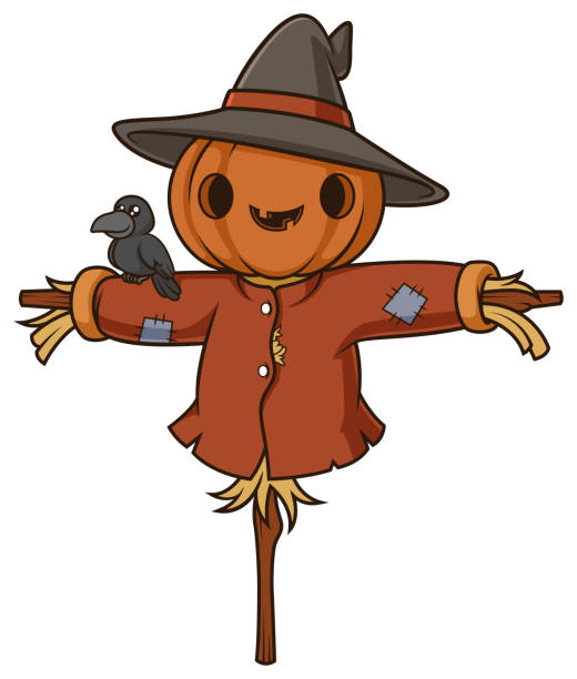 istock Scarecrow with pumkin head cartoon illustration 2180990349