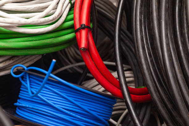 istock Bundles of new electrical cables. 2180995702