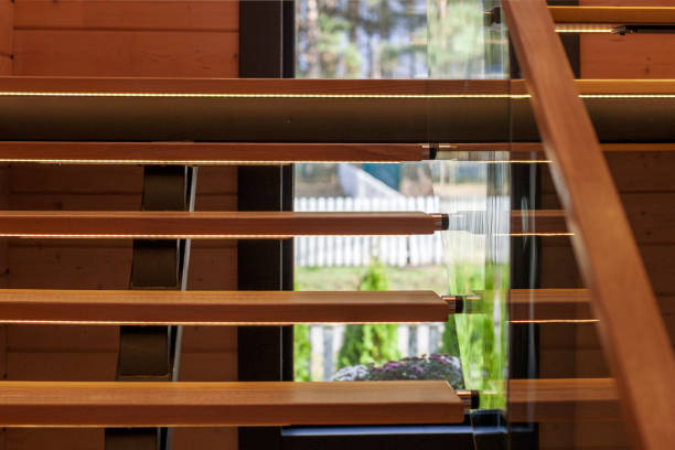 istock illuminated steps of a modern staircase 2180995734