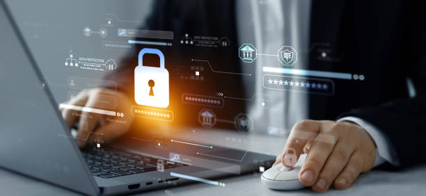 istock Datum information privacy.Protecting herself from cyber attacks and personal data.Cyber security network.Cyber security protection concept.Data protection concept. 2181001836