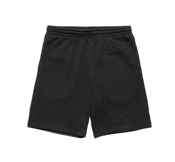 istock Men's black cotton pants shorts on a white background. Isolated image on a white background 2181001855