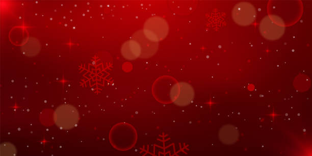 istock Christmas and Happy New Year Background with Snowflakes on red background 2181007945