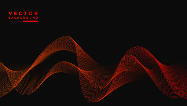 istock Smooth wavy lines, bright red. The composition of waves is small dots, black background, designed with soft yet luxurious textured materials. 2181013438