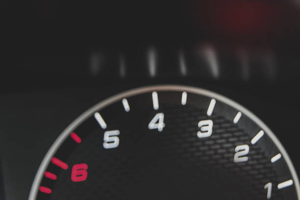 Black Copy Text Space Idea Driving Speedometer KM Miles Red White Text