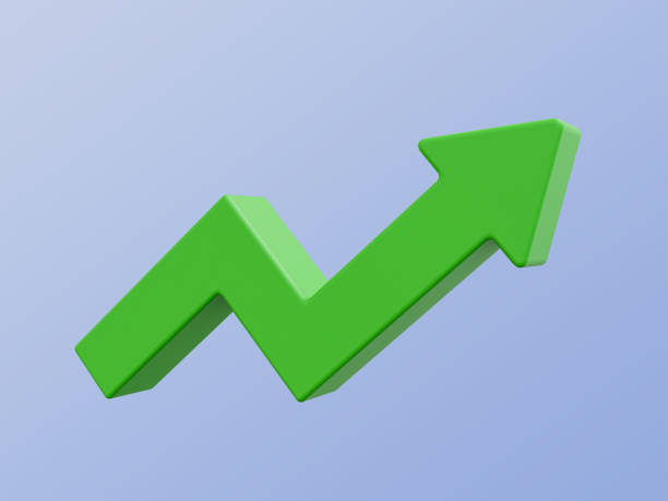 istock 3D illustration of green arrow pointing upward. 2181017193