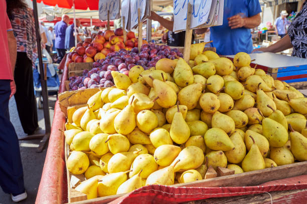 Fresh pears at the market in Catania