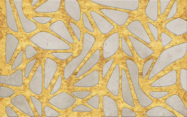 istock 3d abstract carpet wallpaper design. golden shapes on beige background. 2181032626