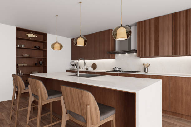 istock Explore a modern kitchen with stylish finishes and an open layout, perfect for cooking 2181038056