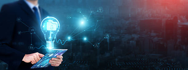 Open Data: Businessman using tablet with growth graph analyzing open data and transparency, accessibility, collaboration, innovation, data sharing. Open Data: Businessman using tablet with growth graph analyzing open data and transparency, accessibility, collaboration, innovation, data sharing. open access repository stock pictures, royalty-free photos & images