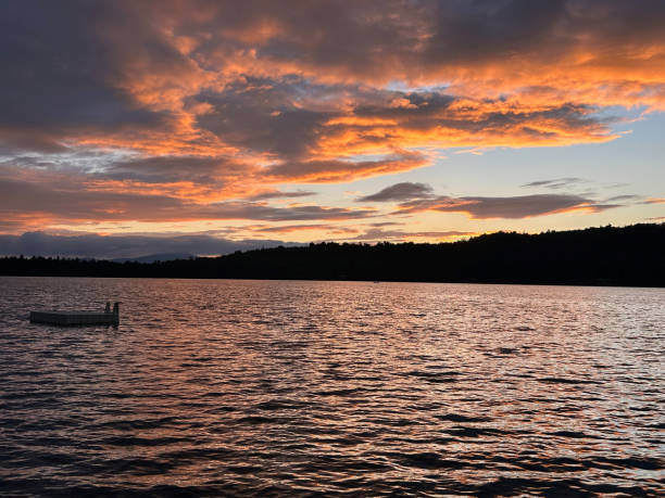 Beautiful colours of a sunset over a still lake.
