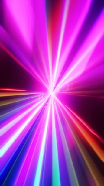 istock Abstract Neon Geometric Tunnel with Vibrant Lines on Dark Background 2181044130