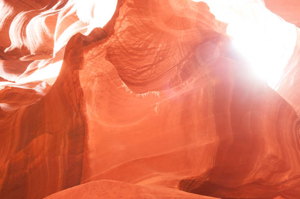 Light shining through the Antelope Canyon, in Arizona USA. Slot canyon near Page.