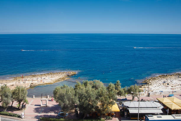 istock Fond Ghadir beach in Sliema, Malta aerial panoramic view 2181046879