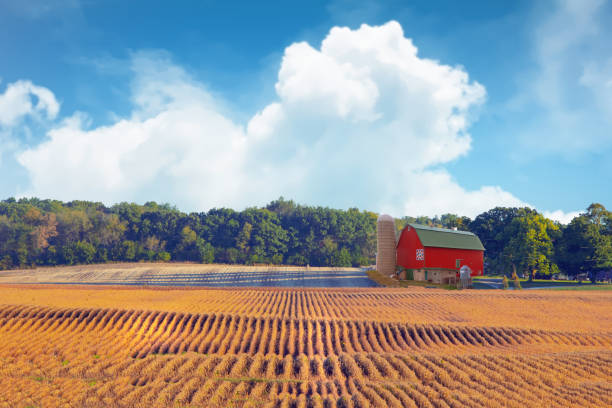 Red deeply plowed farmland in west Texas