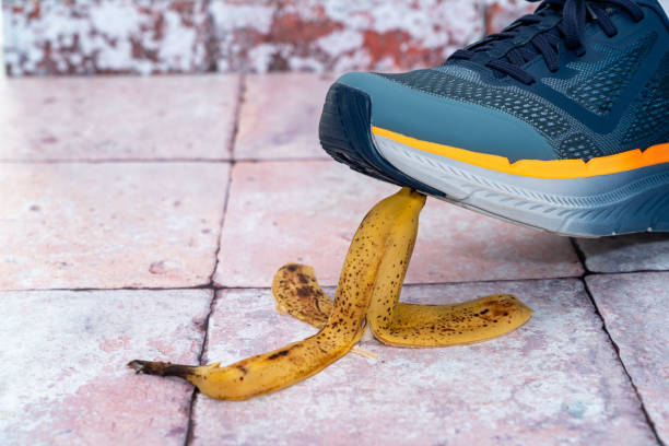 Concept of April Fool's Day prank with banana peel