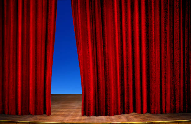 istock Red Theater Stage Curtain Opening 2181066919