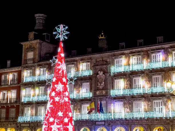 istock Modern style Christmas tree at city market 2181067650