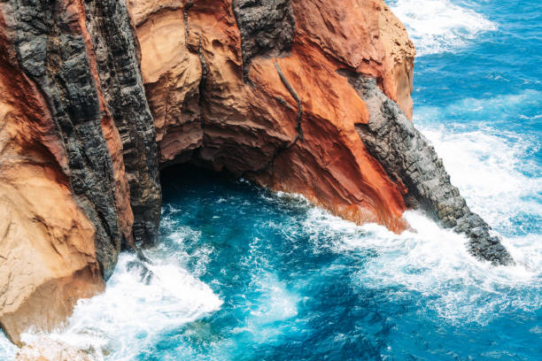 ocean waves crushing the cliff, Portugal