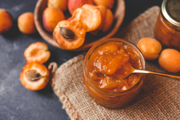 istock Jar of organic craft apricot jam 2181079757