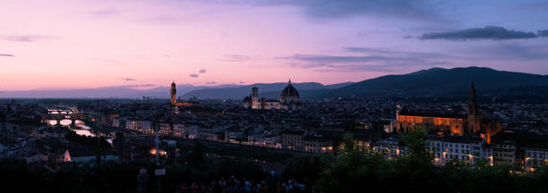 panoramic view of old town center, Florence, Italy