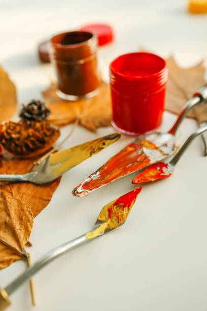 istock Autumn creativity, paints and artist's tools close-up 2181080398