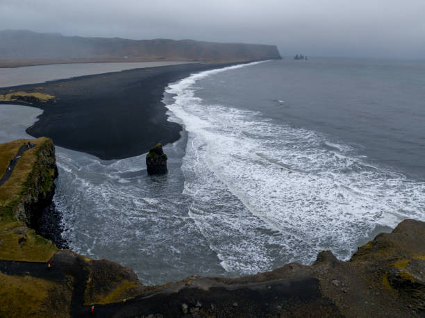 The panorama of Black Beach, Iceland