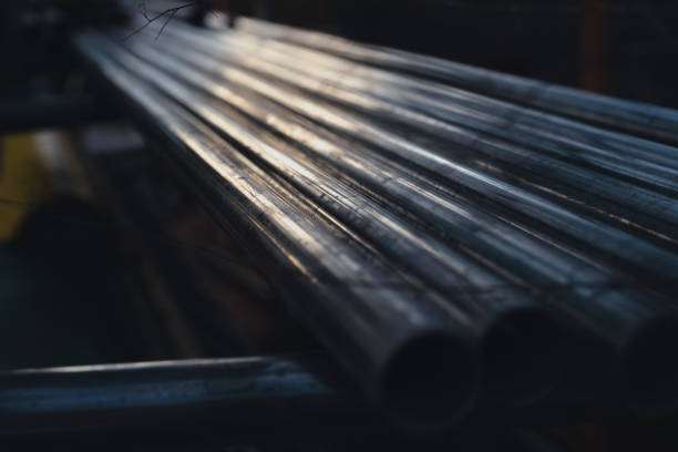 istock Lots of iron pipes lined up. 2181095129