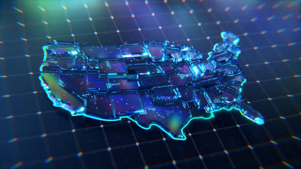 istock Abstract 3D Map of the United States with Digital Elements 2181101679