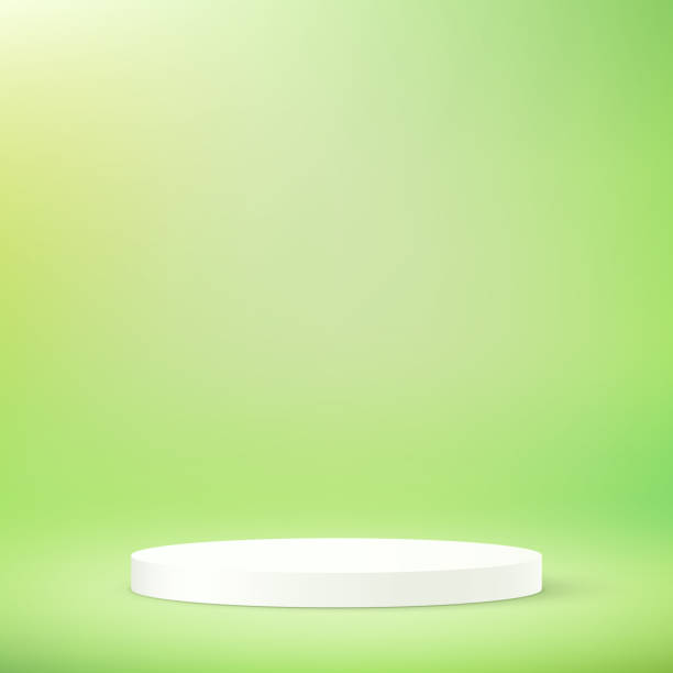 istock Green background vector 3d with white podium. Space for selling products on the website. Vector illustration. 2181112037
